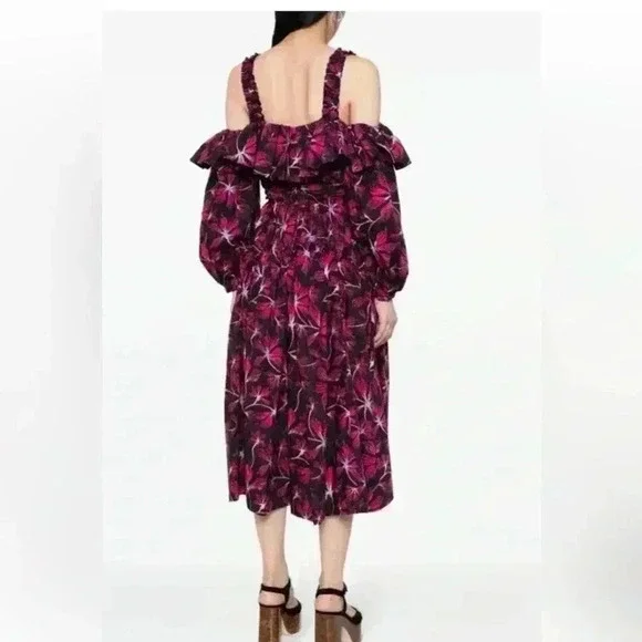 ULLA JOHNSON Caprice floral cotton poplin midi dress Women’s Size 2 NWOT - Picture 2 of 16